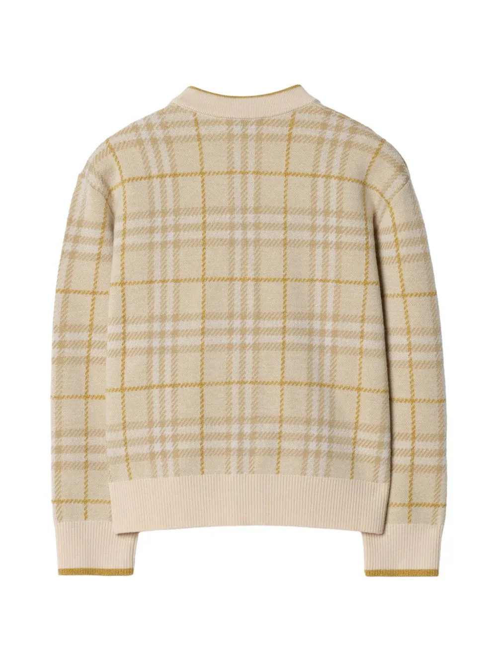  Burberry Kids Metallic Check Wool Blend Cardigan - Neutrals 