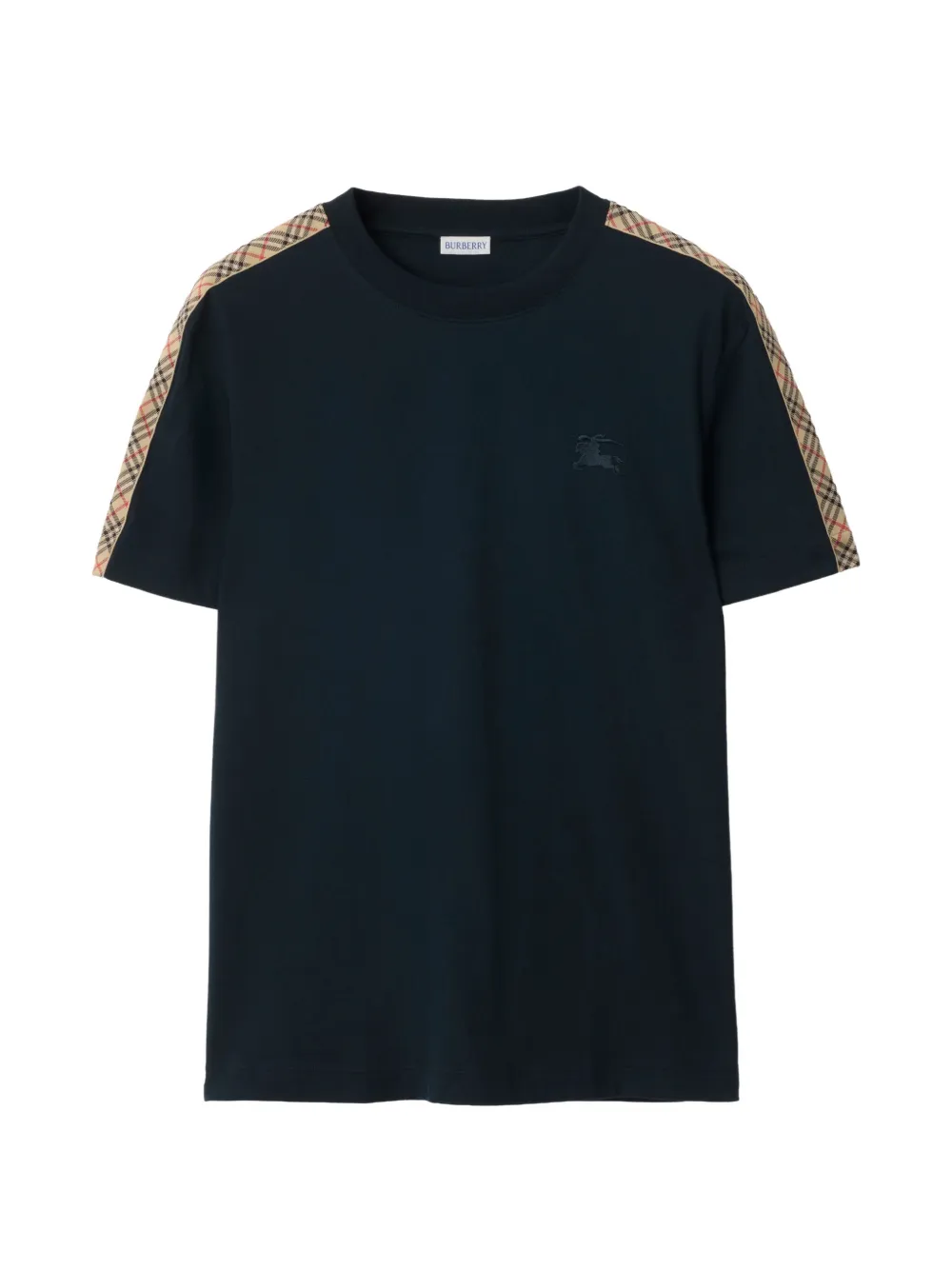 Burberry Check trim cotton T-shirt - Blu