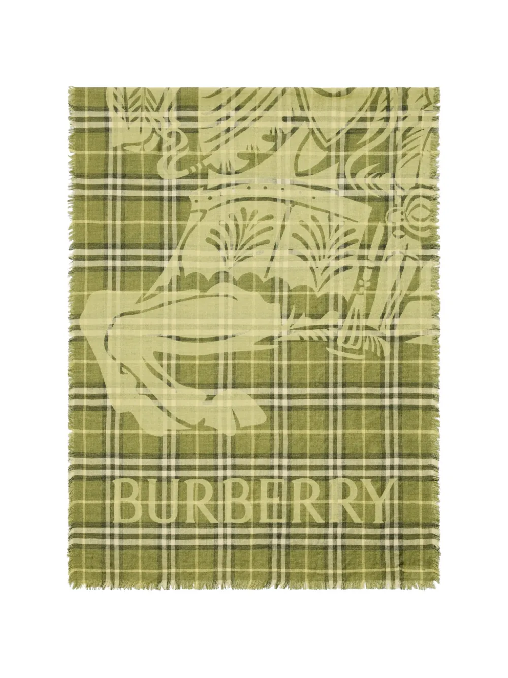 Burberry EKD Wollseidenschal mit weitem Karo - Grün