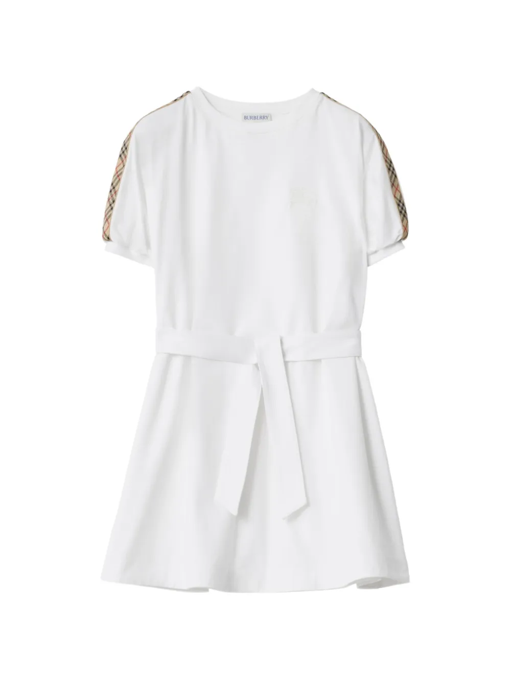 Burberry Kids check trim cotton T-shirt dress - White
