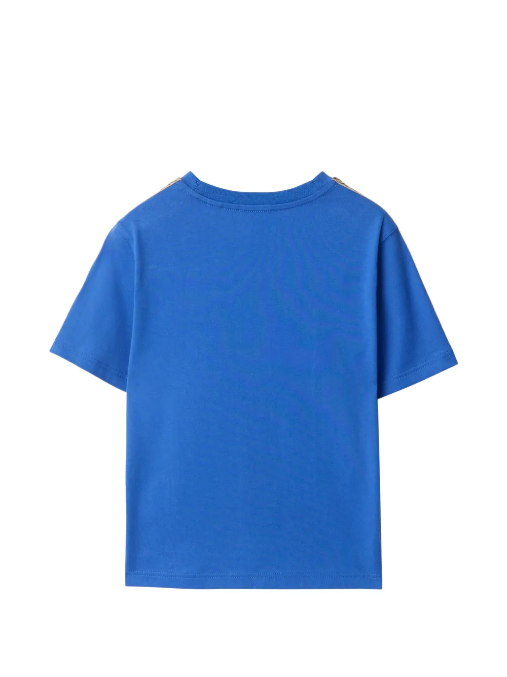 Burberry Kids Katoenen T-shirt met geruite afwerking Blauw