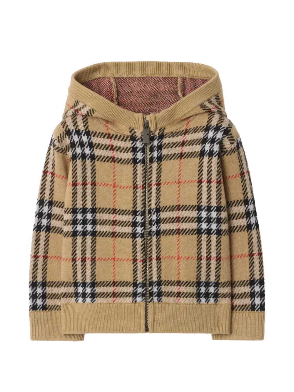 Burberry Kids Check wool zip hoodie - Toni neutri