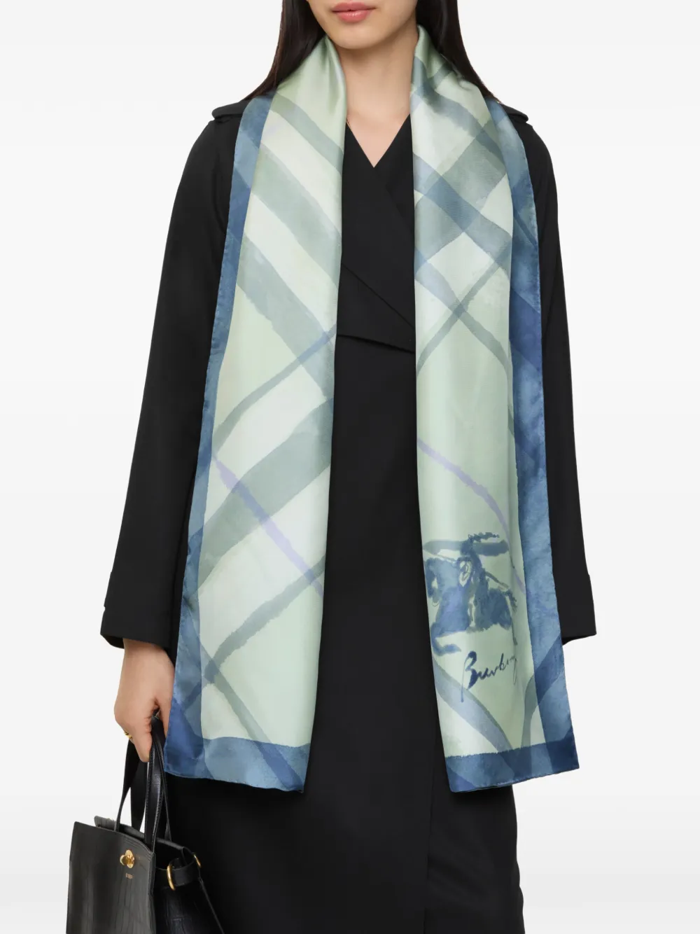 Burberry Geuite zijden sjaal Groen