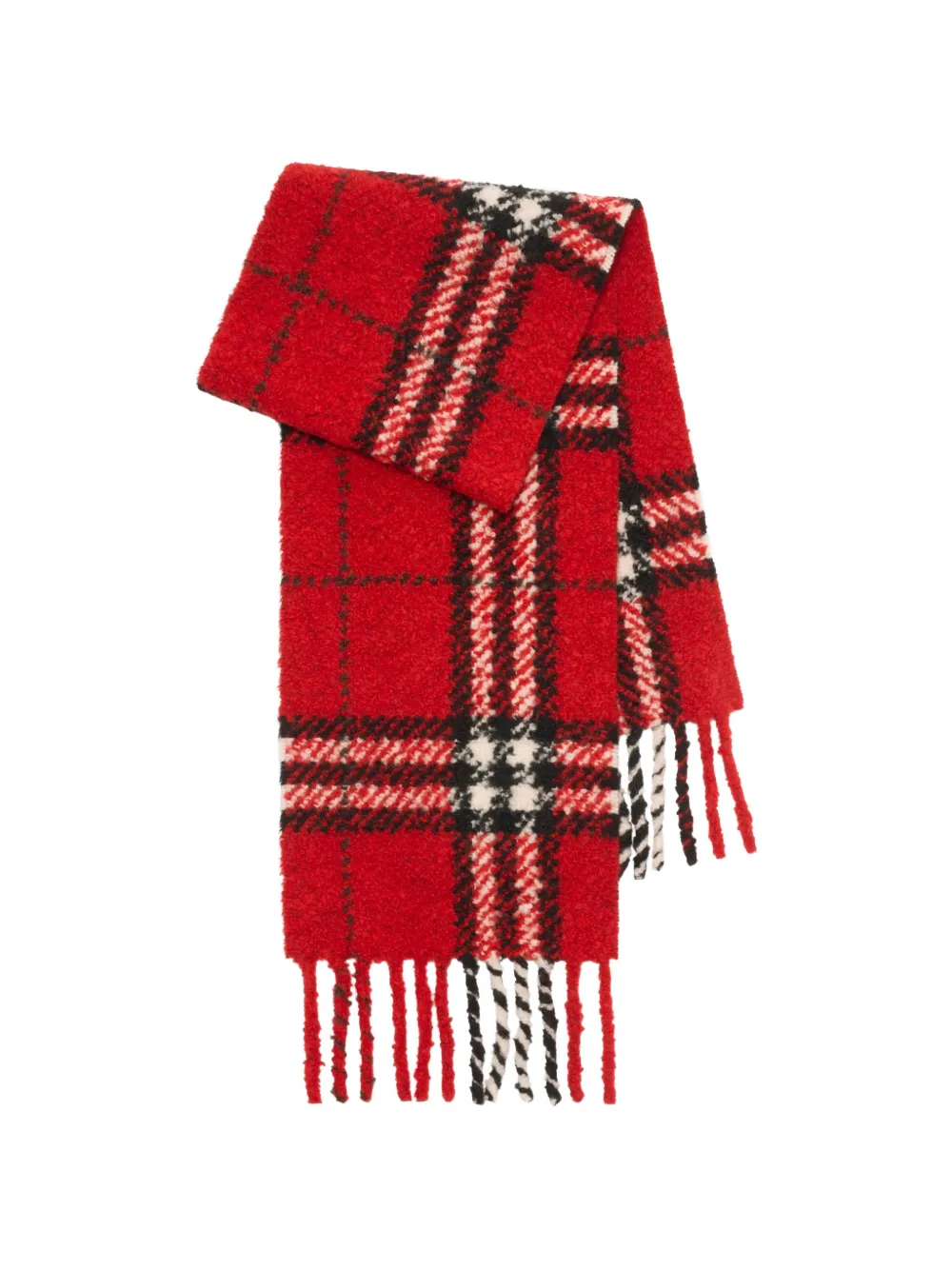 Burberry Check alpaca wool-blend bouclé scarf - Rosso