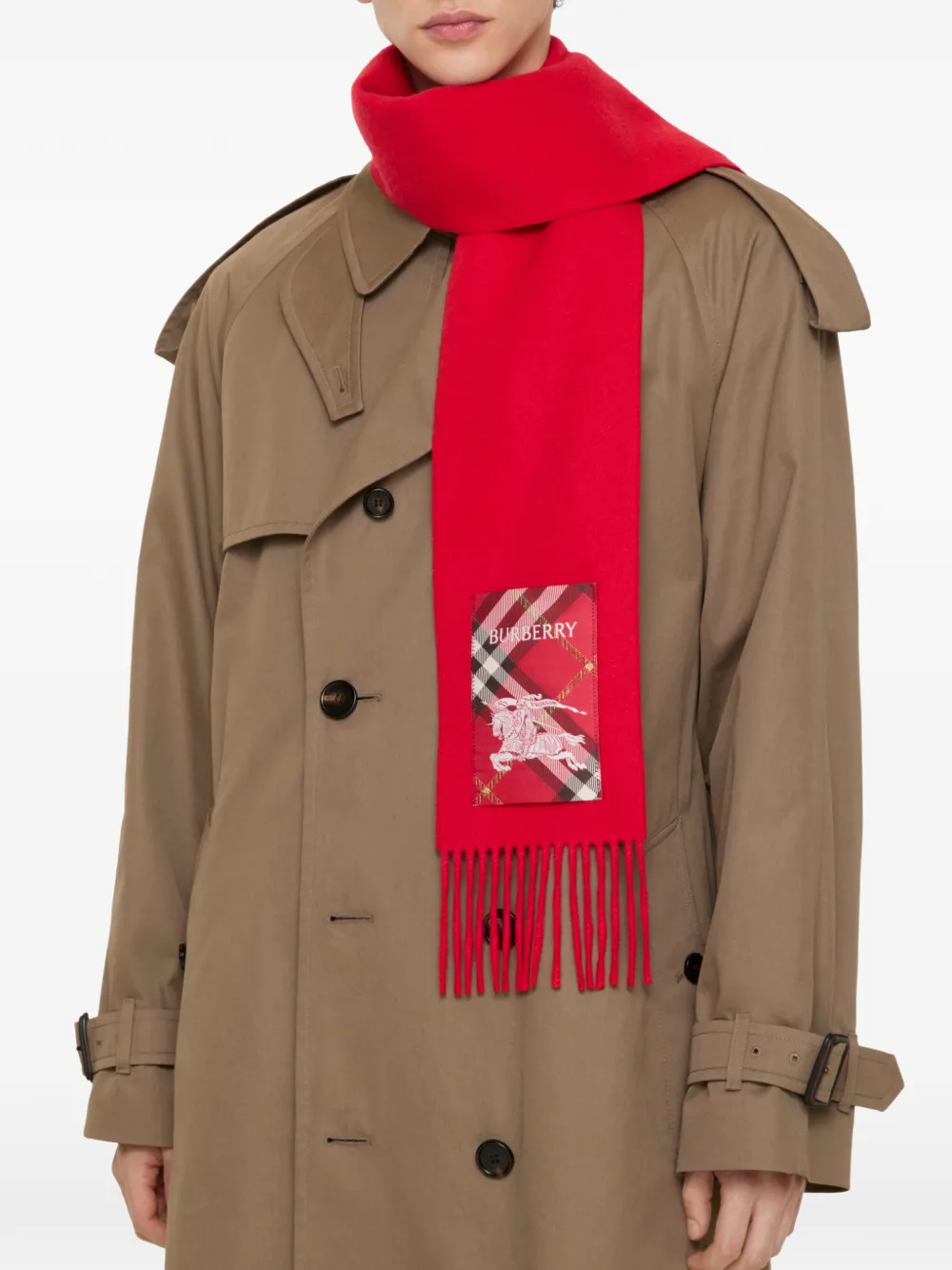 Burberry Geruite kasjmier sjaal Rood