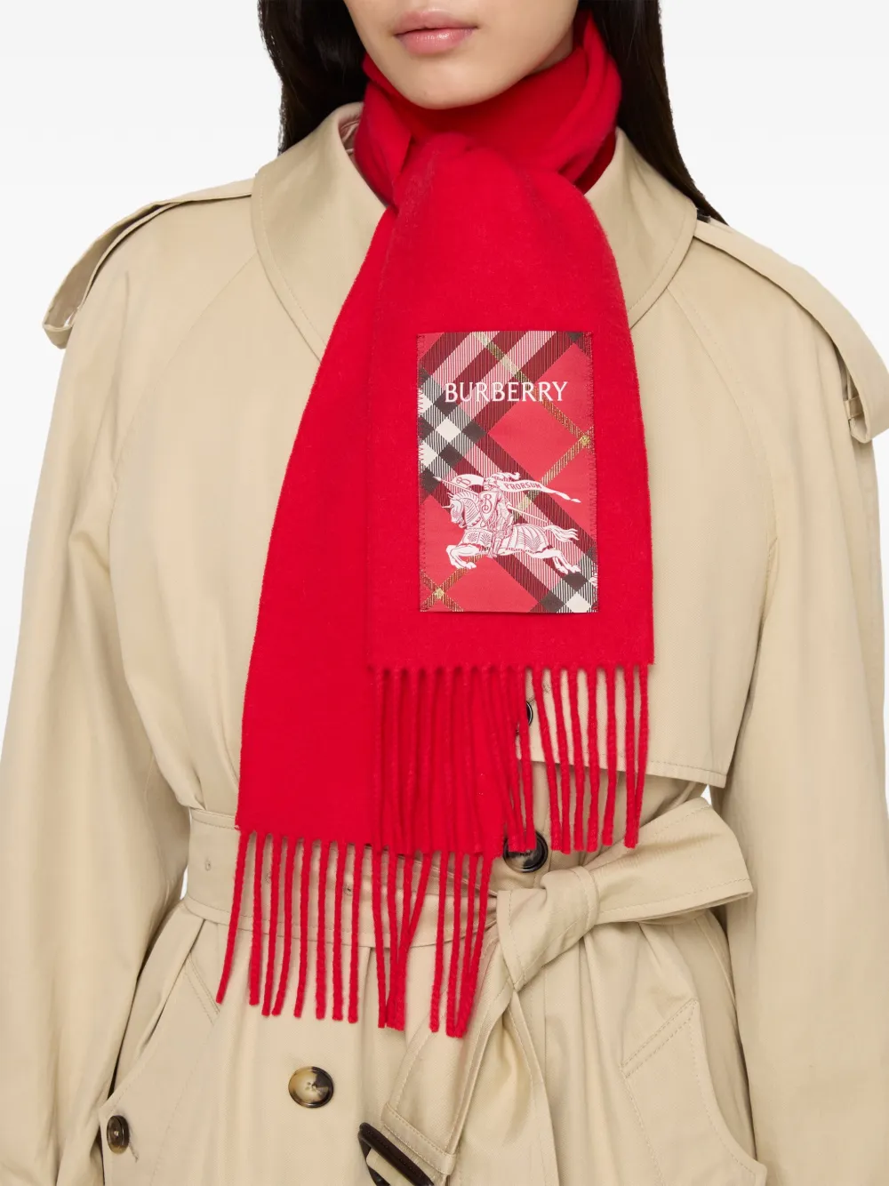 Burberry Geruite kasjmier sjaal Rood
