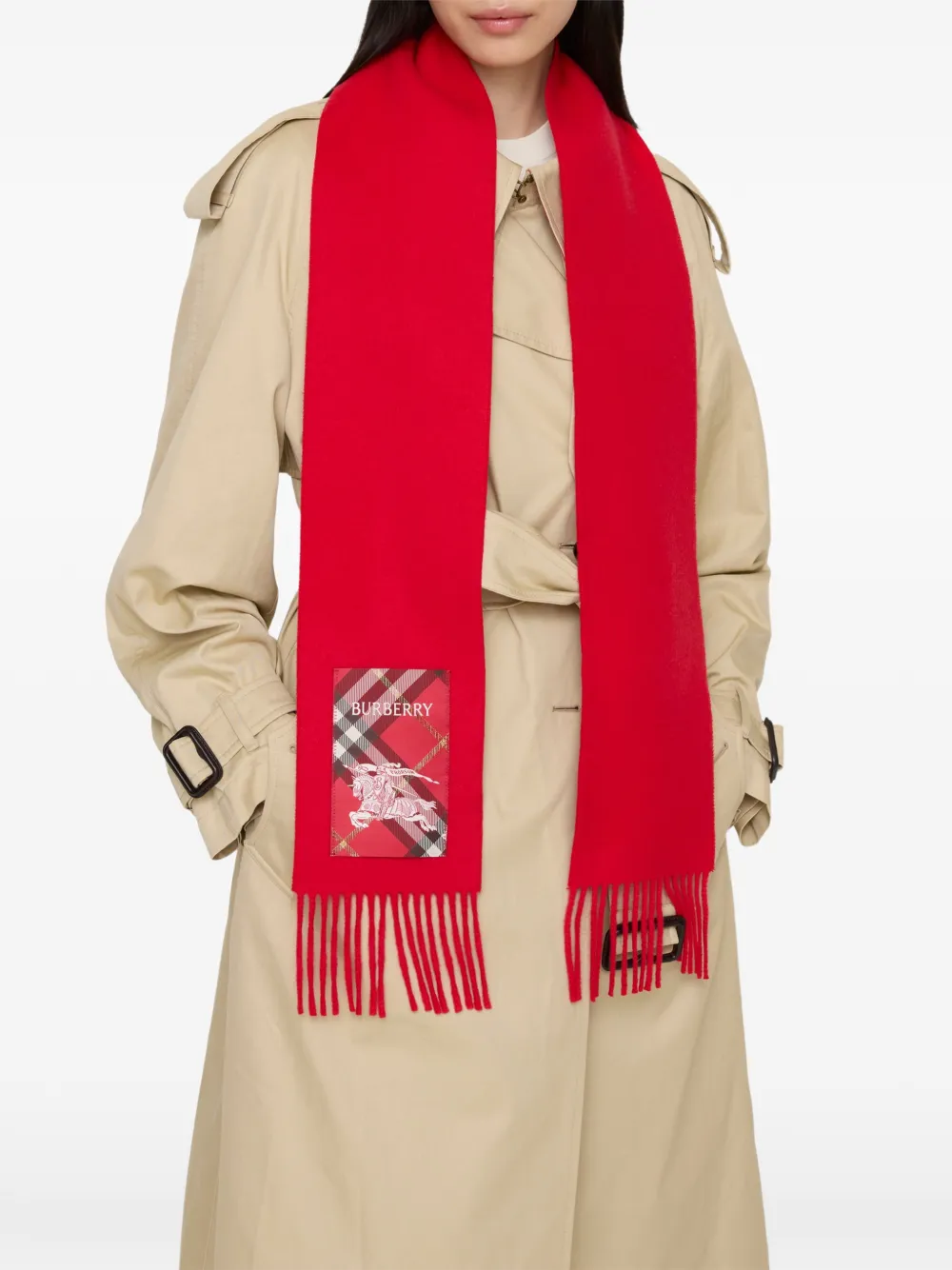 Burberry Geruite kasjmier sjaal Rood