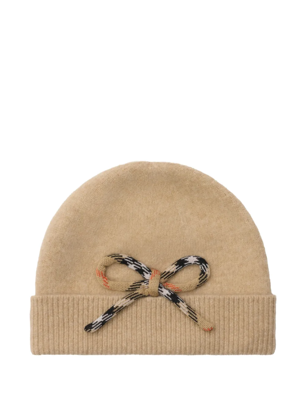 Burberry Check Bow Wool Cashmere Beanie In Neutral