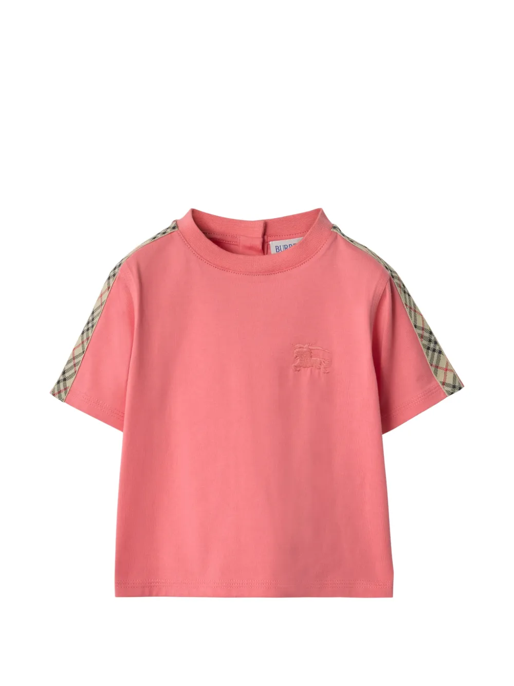 Burberry Kids check trim cotton T-shirt - Rosa