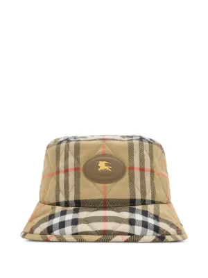 Burberry logo-patch Checked Bucket Hat | Pink | FARFETCH