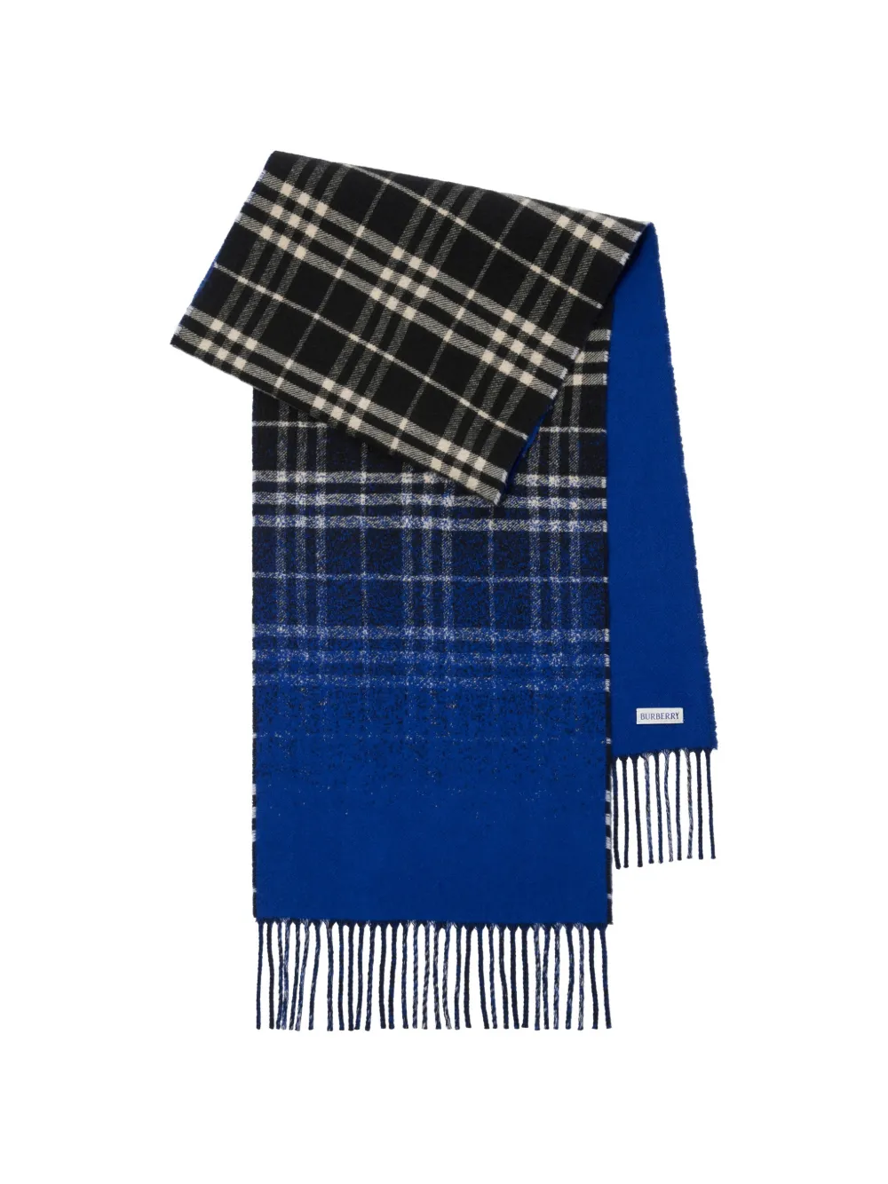  Burberry Gradient Check Cashmere Scarf - Blue 
