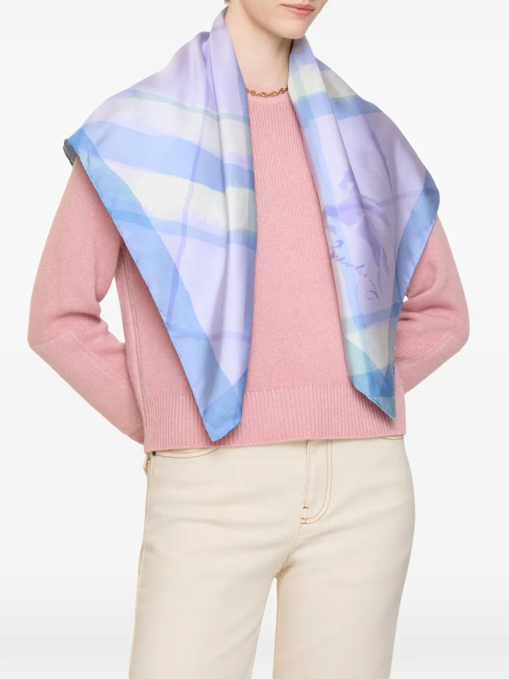 Burberry Geruite zijden sjaal Paars