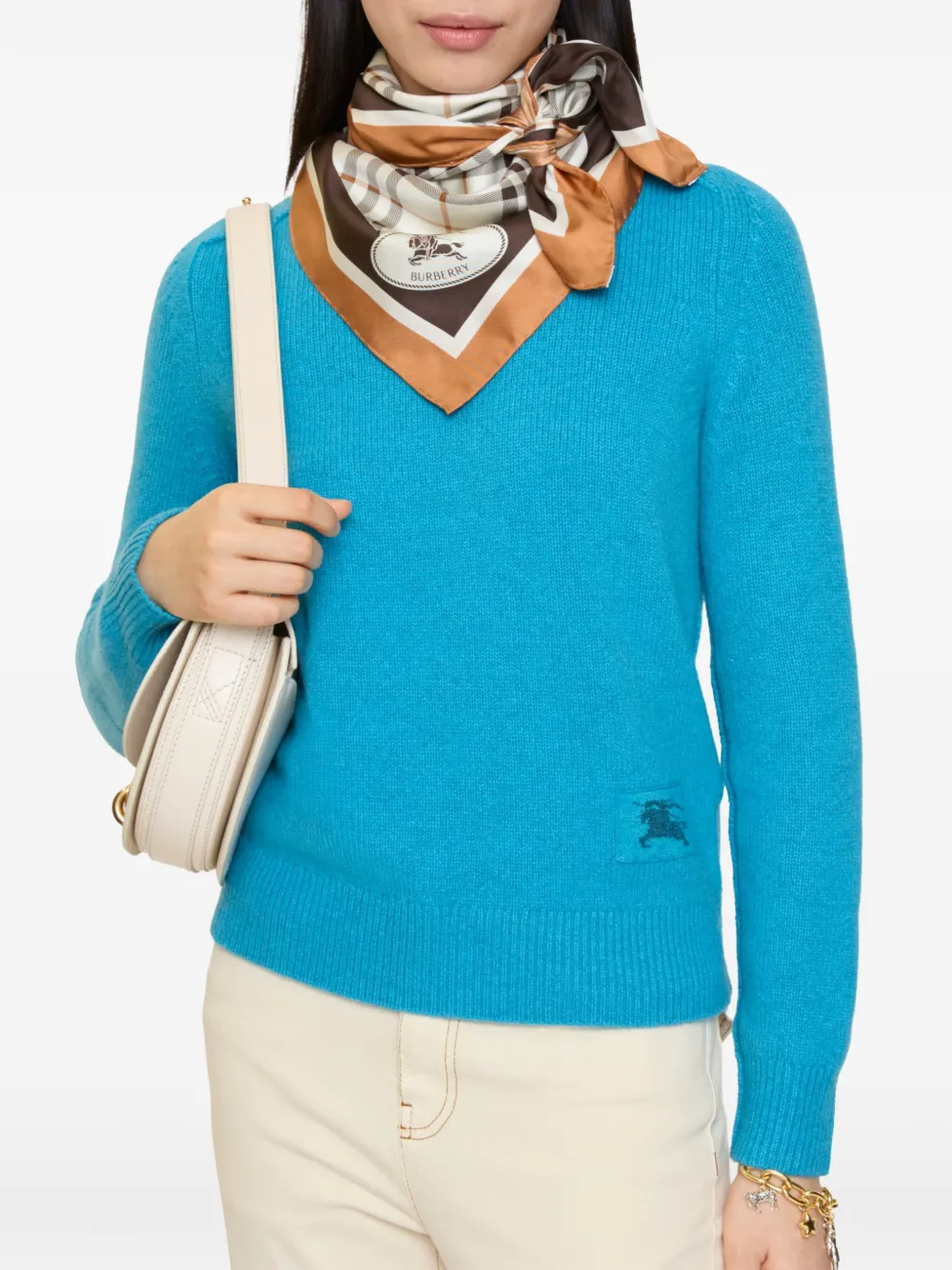 Burberry Check Knight zijden sjaal Beige