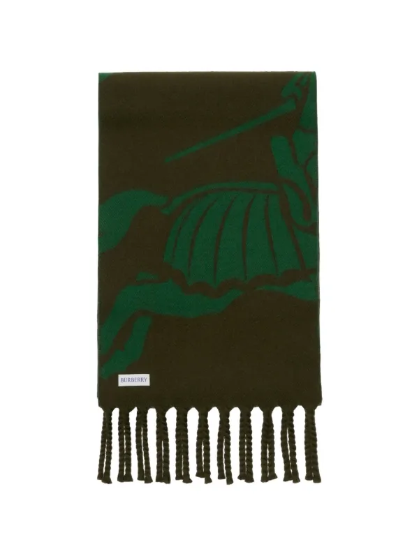 Burberry Reversible EKD Wool Scarf in Green