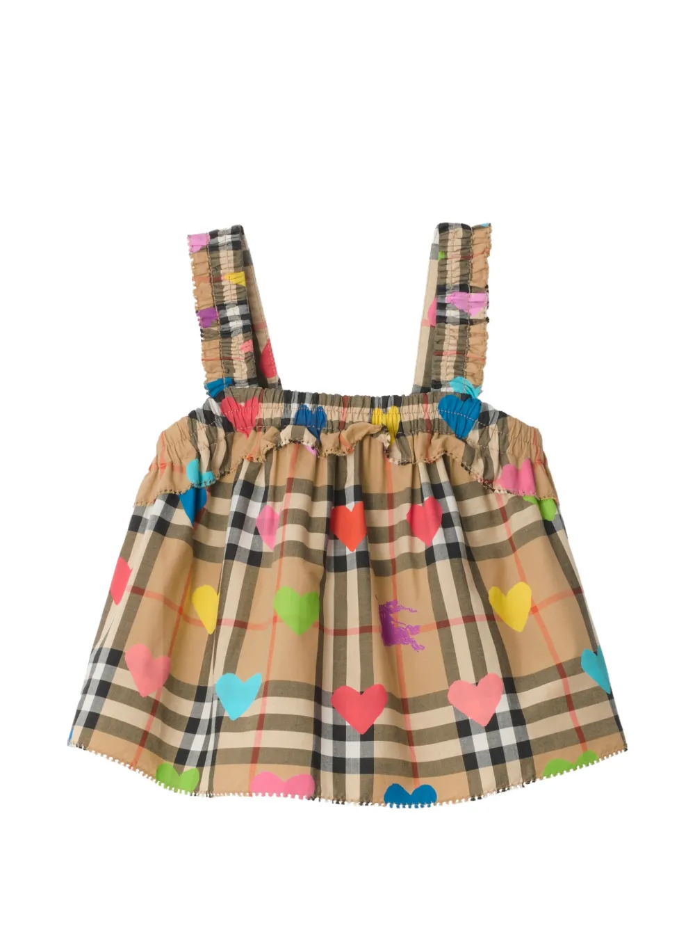  Burberry Kids Heart Check Cotton Top - Neutrals 