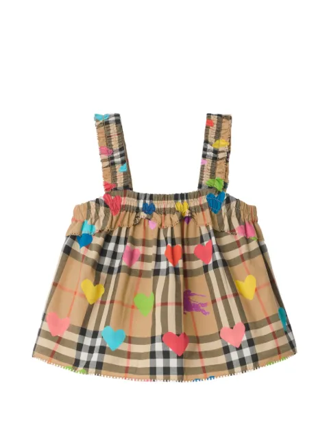 Burberry Kids heart Check cotton top