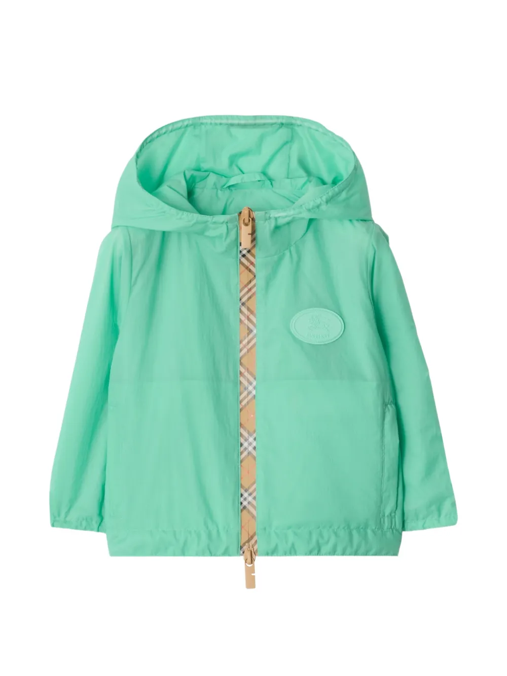 Burberry Kids Checker-tape nylon hooded jacket - Green