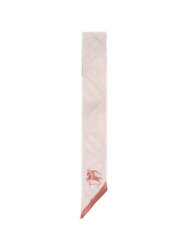 Burberry Skinny Watercolour Check Silk Scarf in Pink