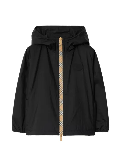 Burberry Kids Checker-tape nylon hooded jacket