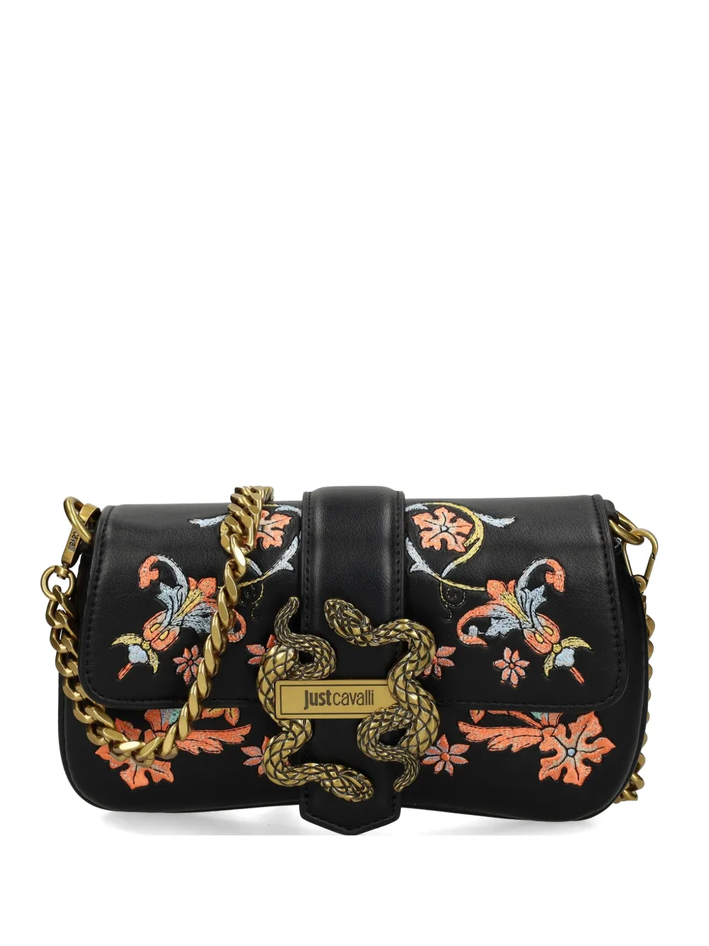 Just Cavalli floral-print snake-detail bag - Nero
