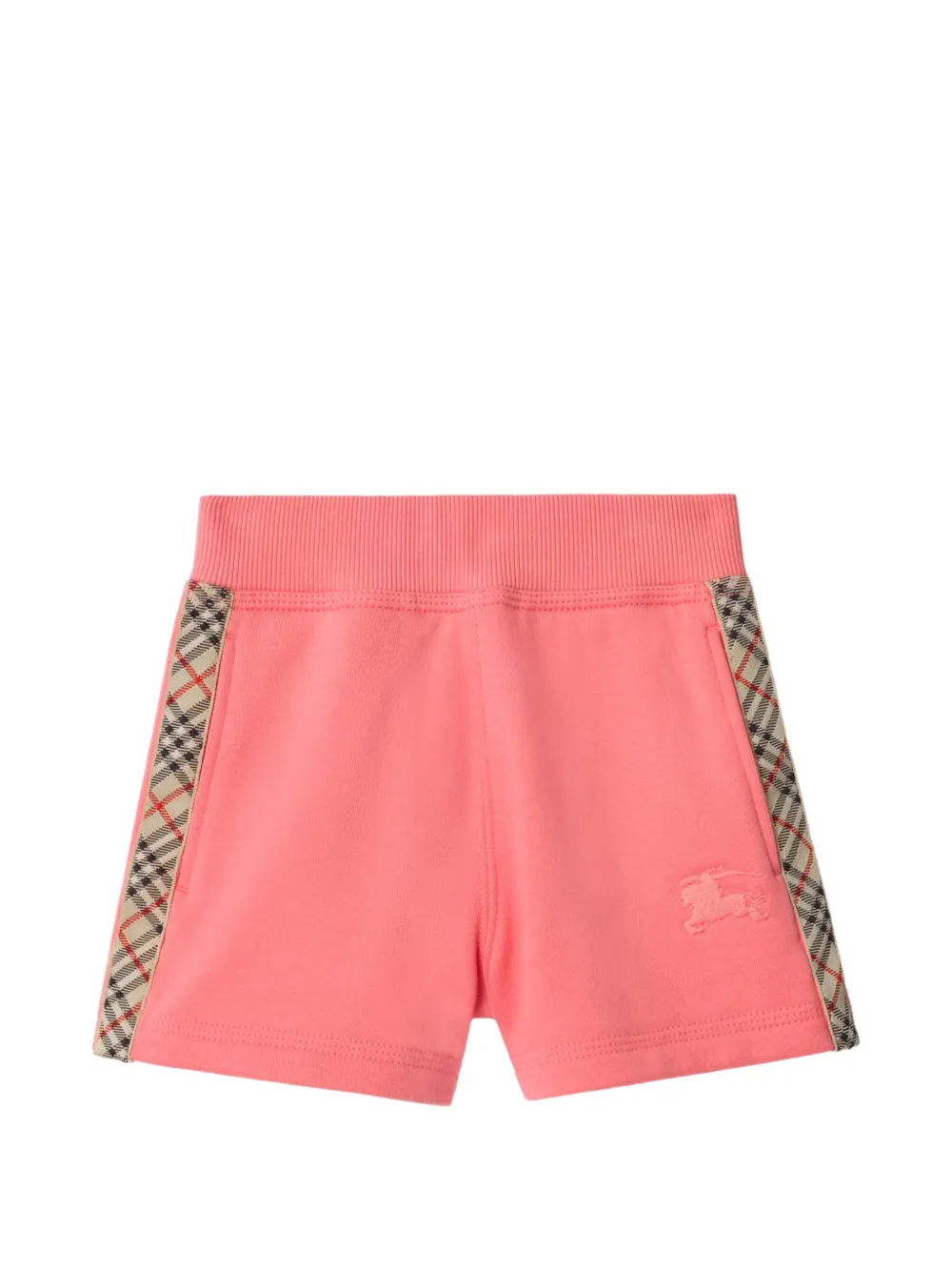 Burberry Kids Shorts in cotone con finiture Check - Rosa