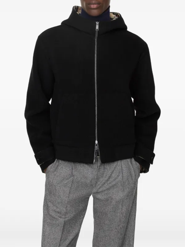 Burberry Reversible Wool Hooded Jacket | Black | FARFETCH