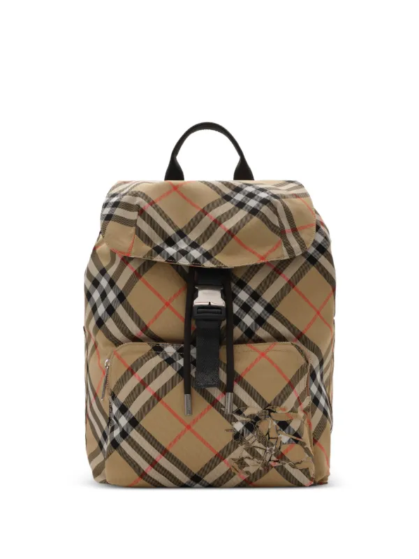 burberry check and leather backpack Jeff Canvas Bookbag  Padded adjustable shoulder straps provide comfort while the zippered welt pocket on the front panel and zippered slot pocket on the back provide extra space for personal items Burberry Check Backpack | Neutrals