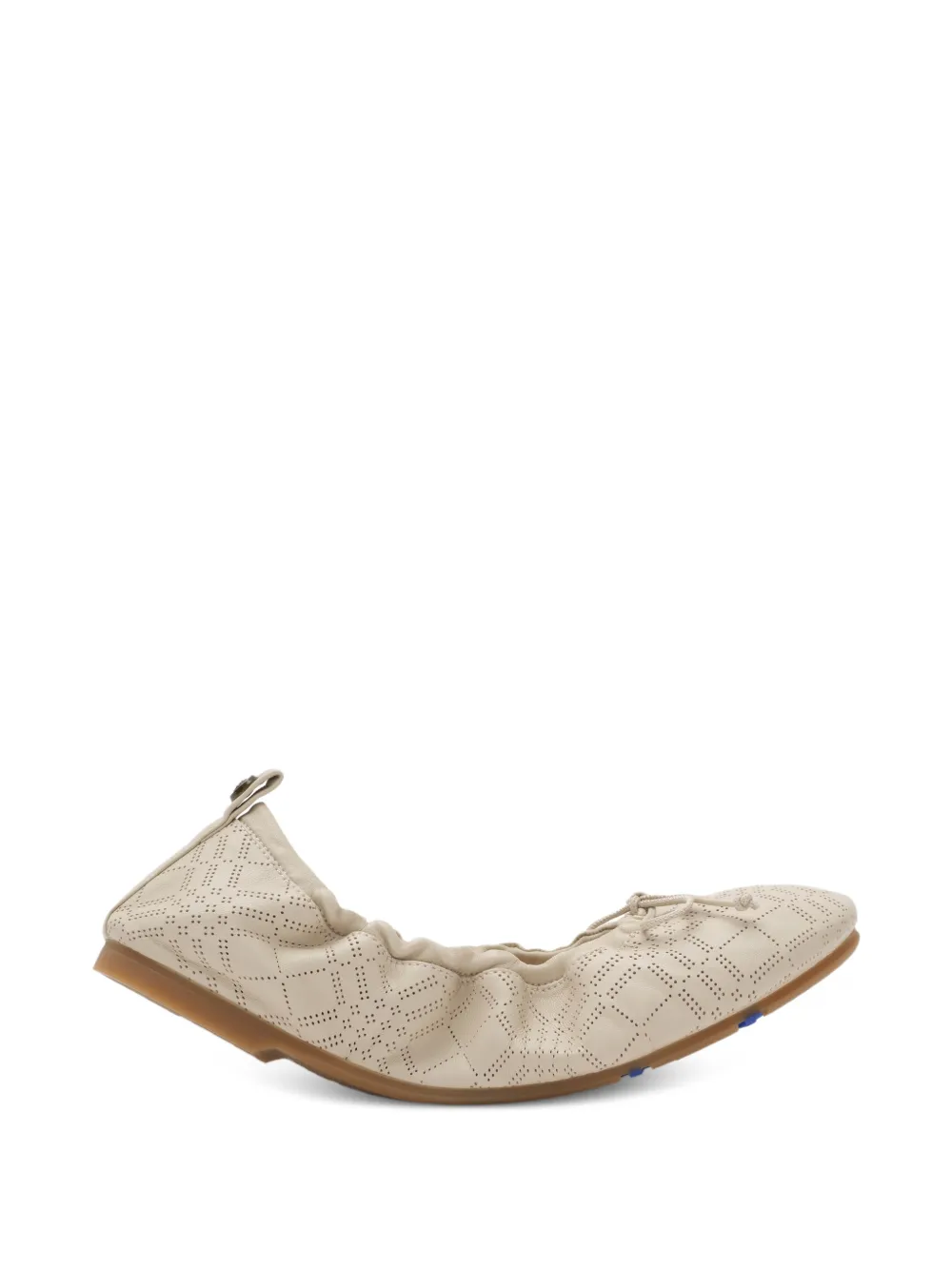 Burberry Check Leather Fawn Ballerinas​ In Neutral