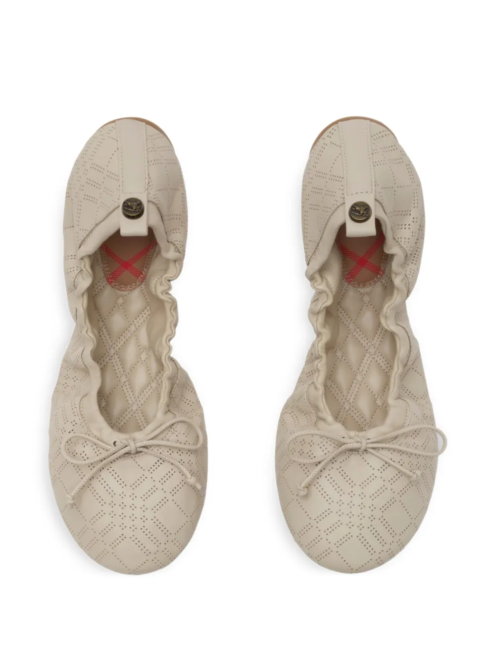 Burberry Check leren ballerina's Beige