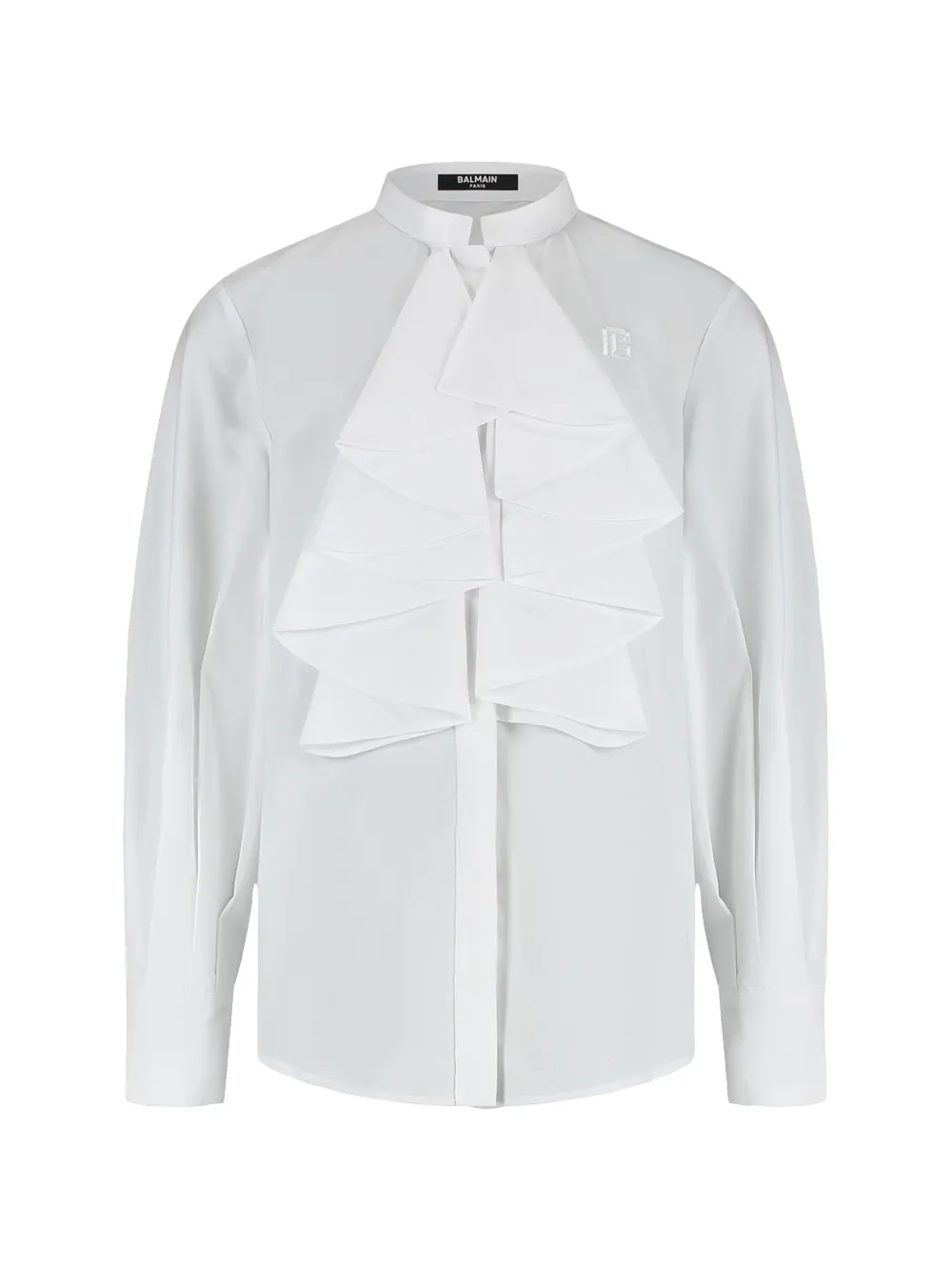 Balmain Kids ruffled long-sleeve shirt - White