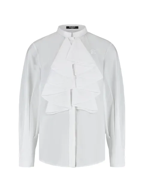 Balmain Kids ruffled long-sleeve shirt