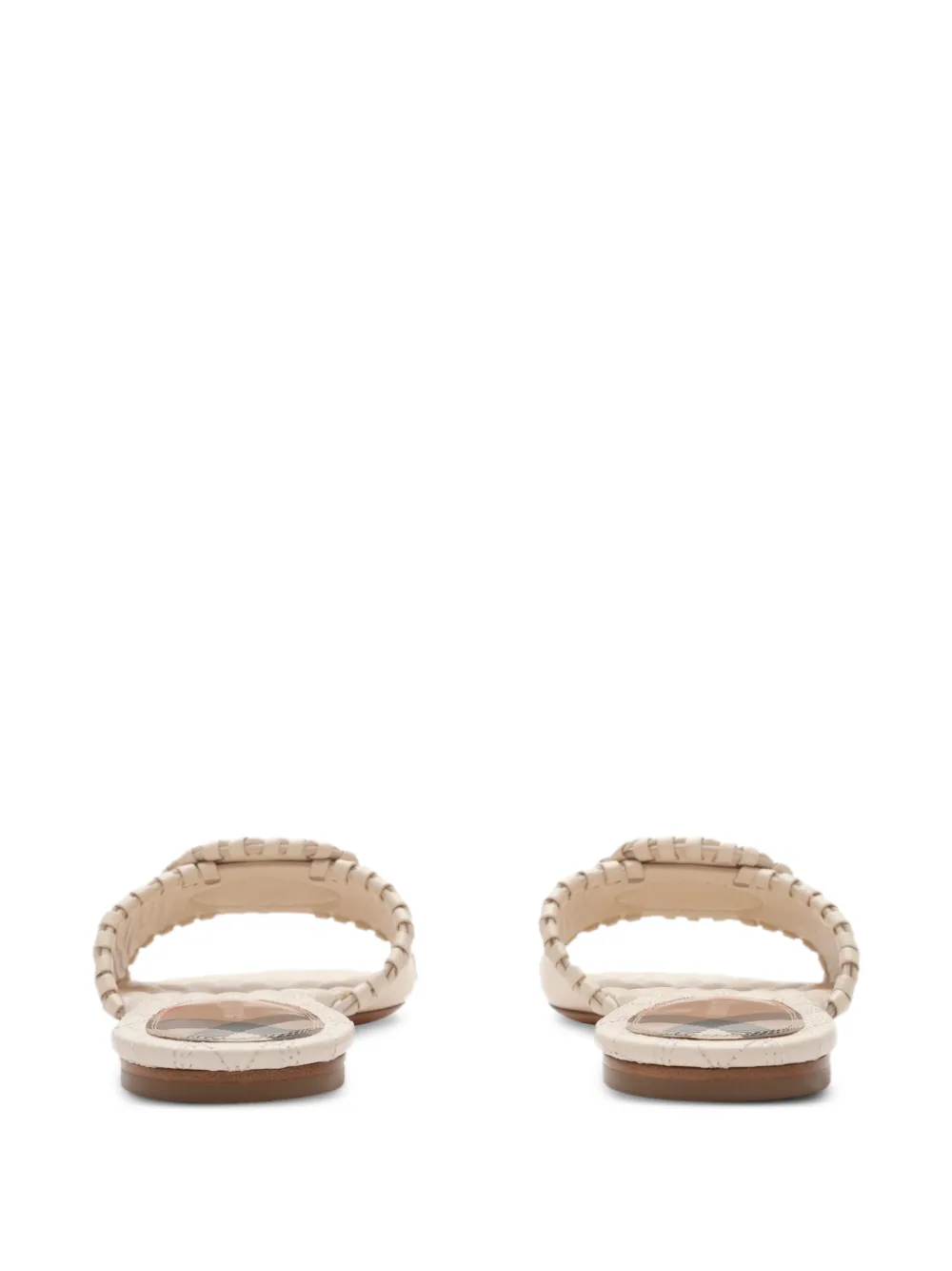 Burberry leather Knight stamp slides Beige