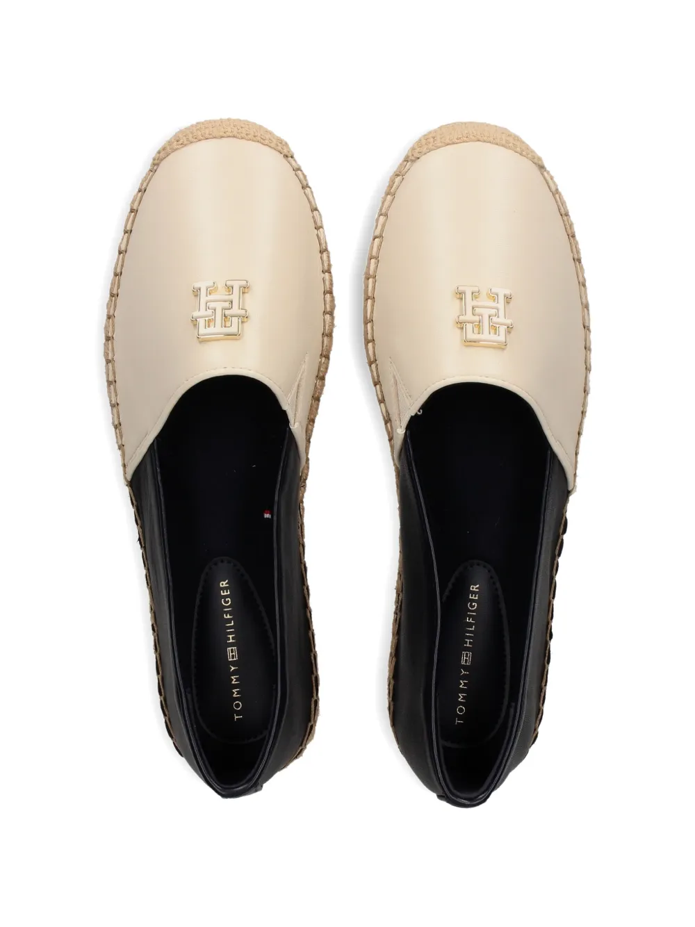Tommy Hilfiger Leren espadrilles met logodetail Beige