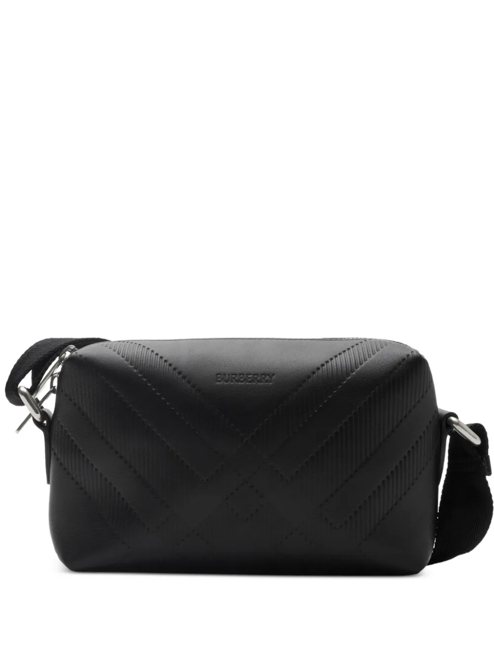 Burberry embossed check crossbody bag - Black