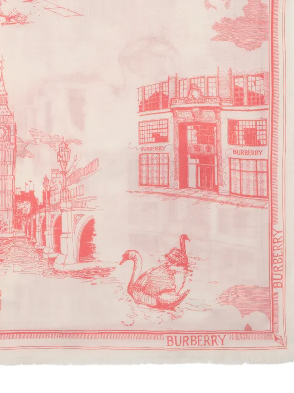 Burberry London Landmarks ウールシルクスカーフ | ピンク | FARFETCH JP
