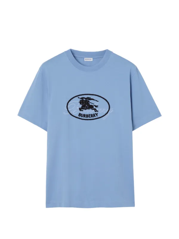 【極美品】BURBERRY ロゴパフプリント コットンTシャツ ブルー　M相当 Burberry Knight Tシャツ | ブルー | FARFETCH JP