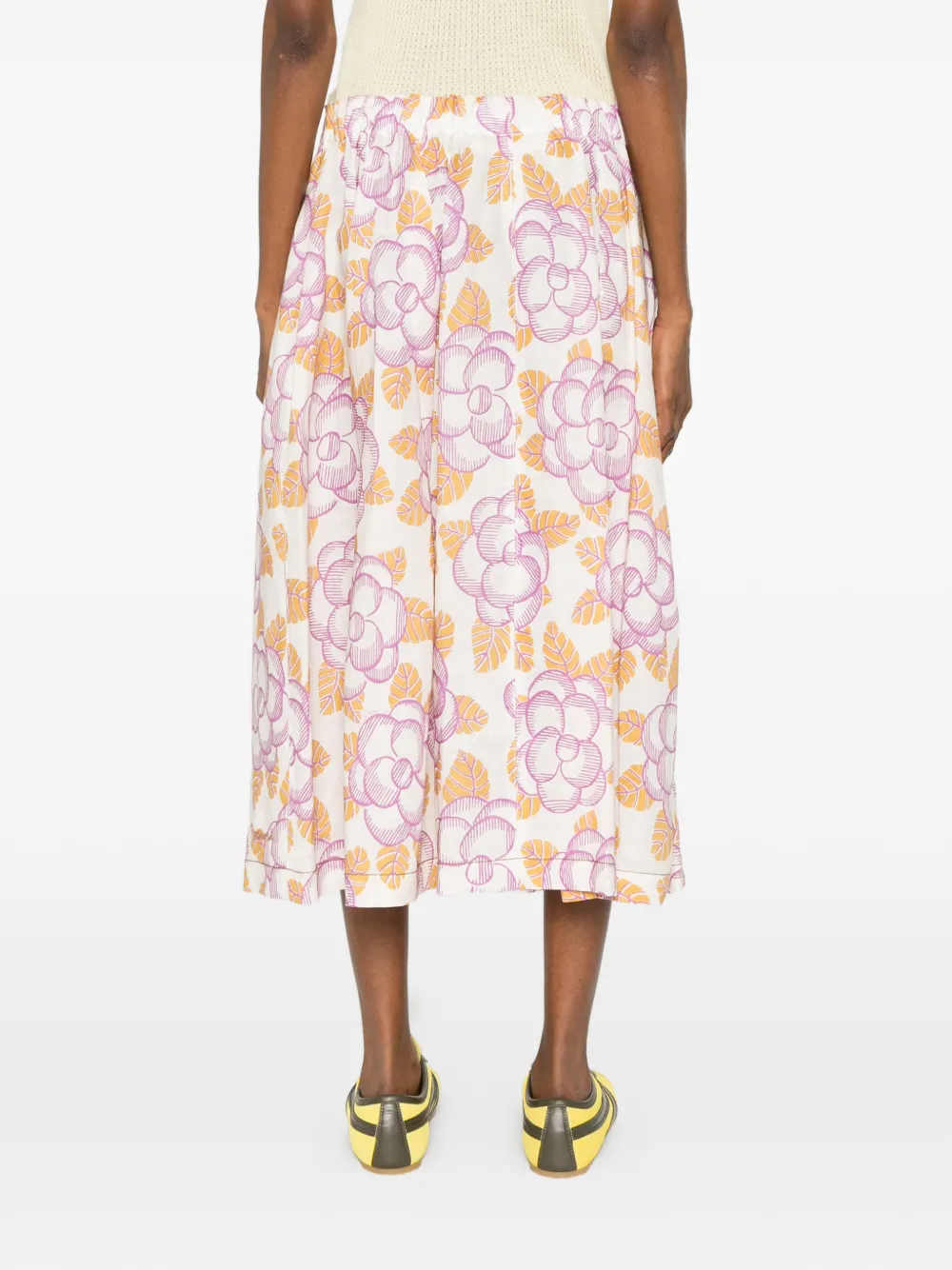 floral-print mid skirt