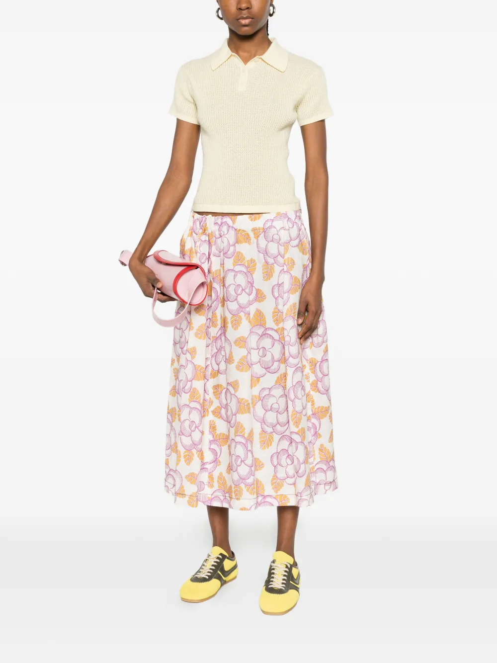 floral-print mid skirt
