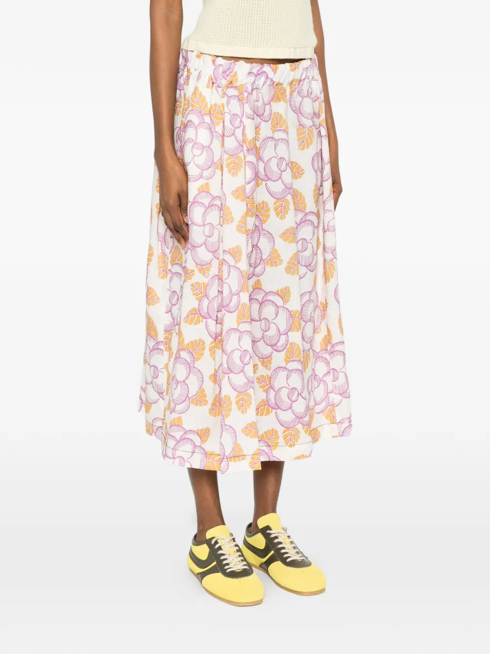 floral-print mid skirt