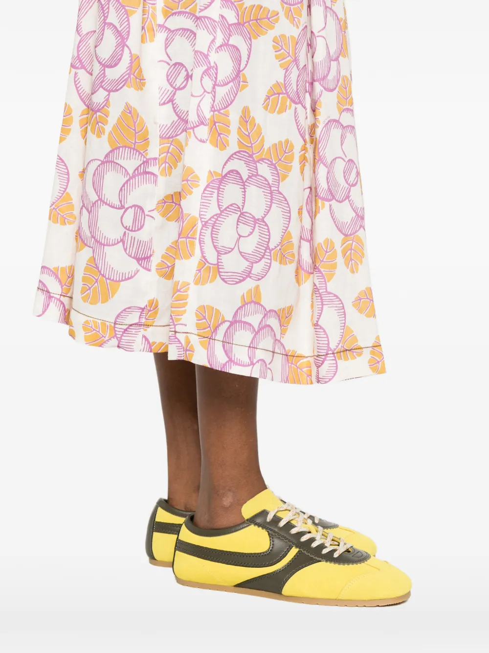 floral-print mid skirt