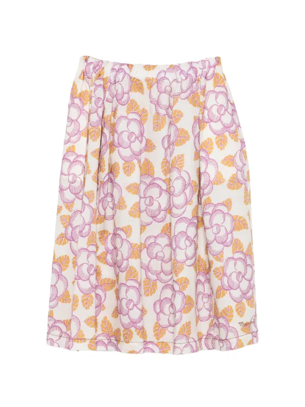 Marni Ramie Elasticated Skirt with Banjo Print in Neutrals