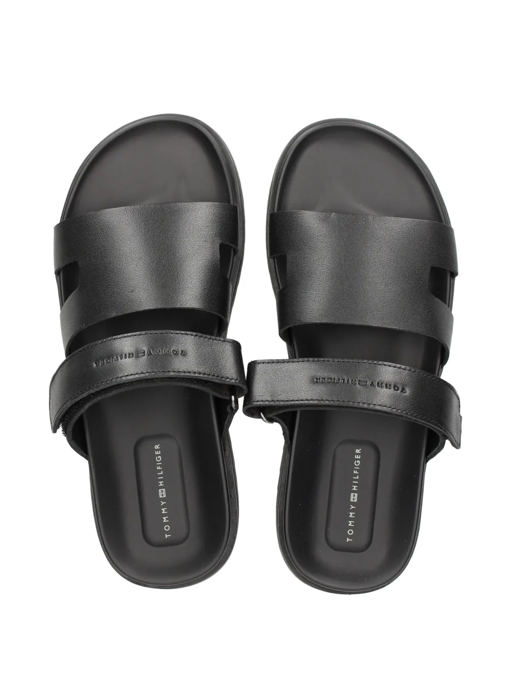 Tommy Hilfiger Leren sandalen met logodetail Zwart