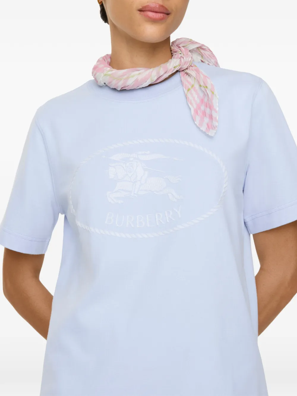  Burberry Camiseta De Algodón Con Sello Knight - Azul 