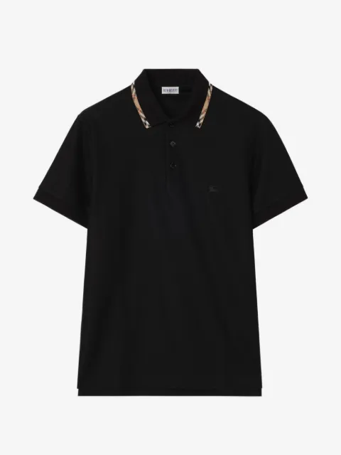 Burberry Check trim cotton polo shirt