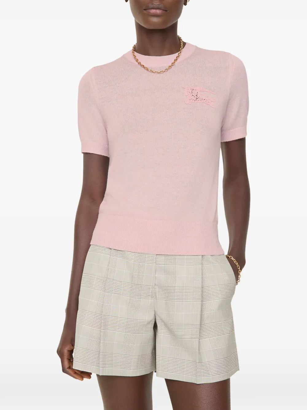 Burberry Knight wollen katoenen top Roze