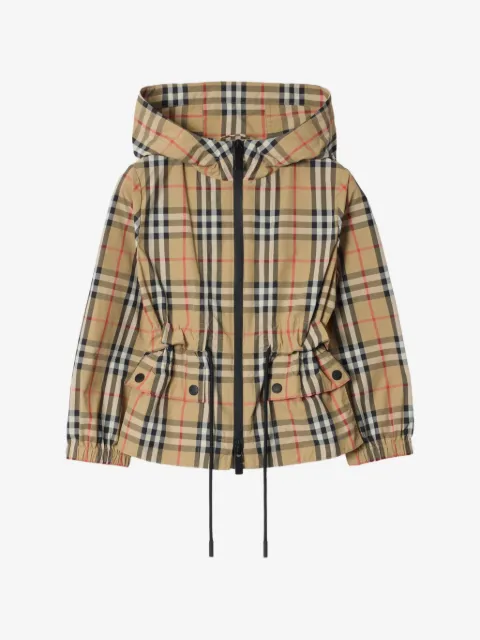 Burberry Kids Check nylon hooded jacket