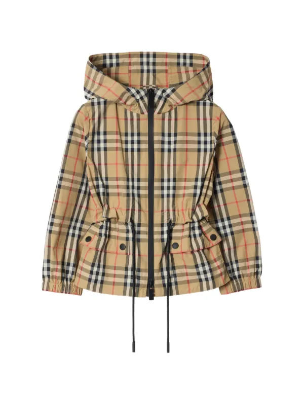 Burberry Kids チェック ナイロン フーデッドジャケット