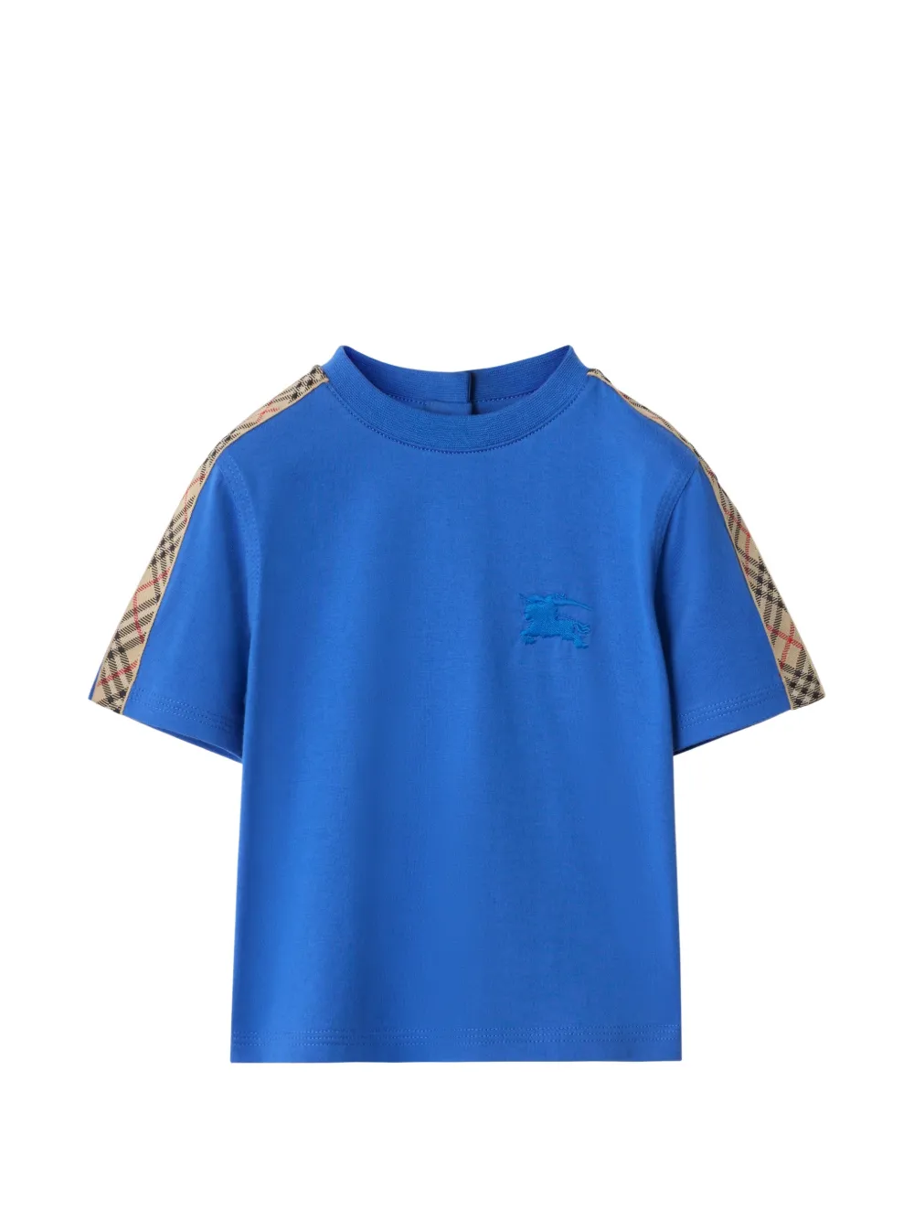 Burberry Kids check trim cotton T-shirt - Blu