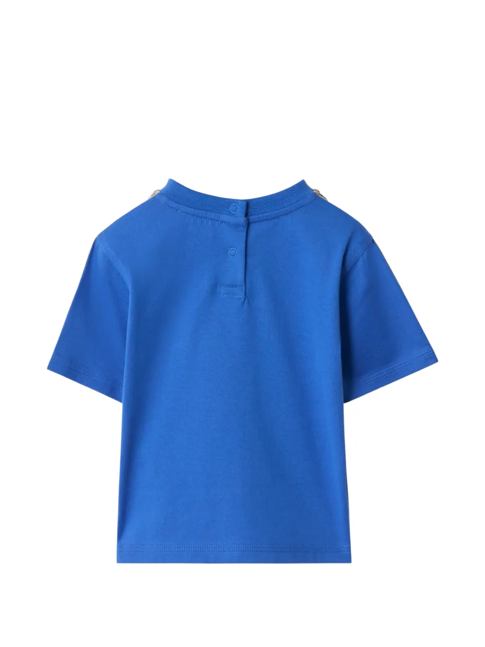 Burberry Kids Katoenen T-shirt met geruite afwerking Blauw