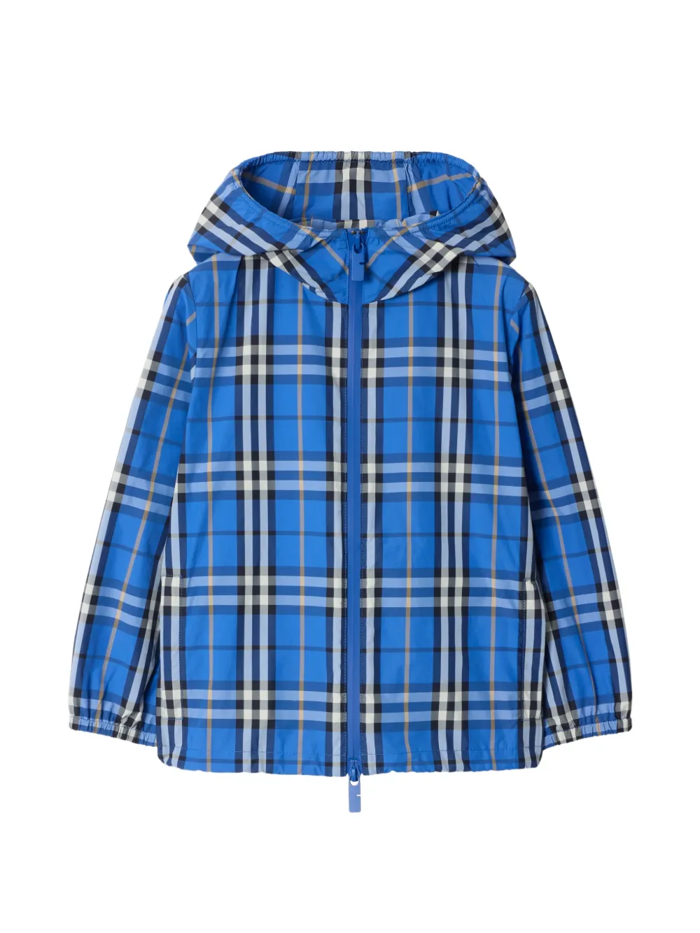 Burberry Kids Check nylon hooded jacket - Blue